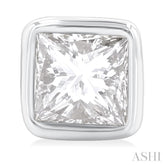 1/5 ctw Petite Bezel Set Princess Cut Diamond Fashion Stud Earring in 10K White Gold